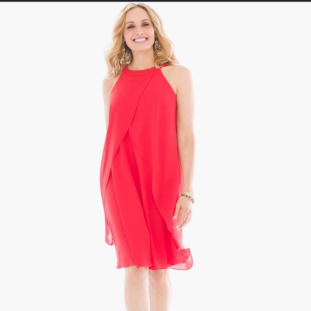 Chico’s Layered Halter Dress - Coral Color Size 2.5 / L